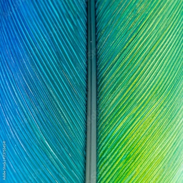 Obraz Bird feather closeup, blue/green
