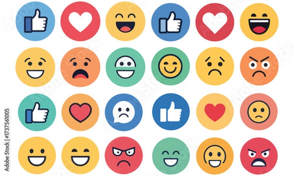 Fototapeta Emoji Icons – Cute Smileys, Faces, Reaction Symbols and Emoticons .