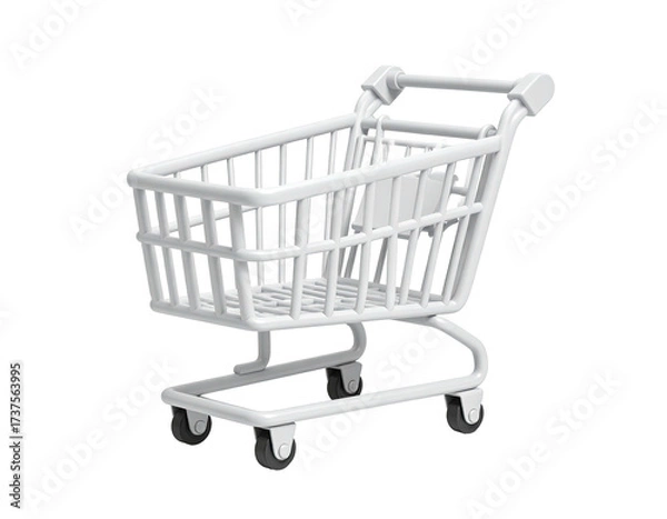 Obraz White, empty shopping cart against a black background, 3D render