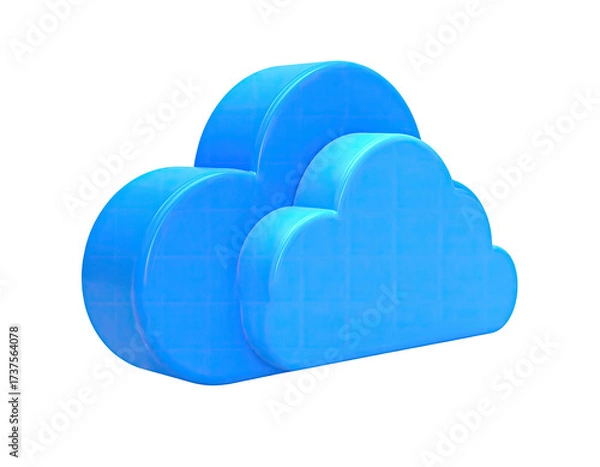 Fototapeta Three-dimensional, light blue cloud icon on a solid black background