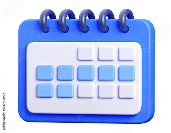 Obraz A 3D render of a blue and white calendar with some dates highlighted
