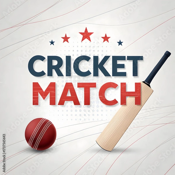 Obraz minimalist cricket match poster bold typography