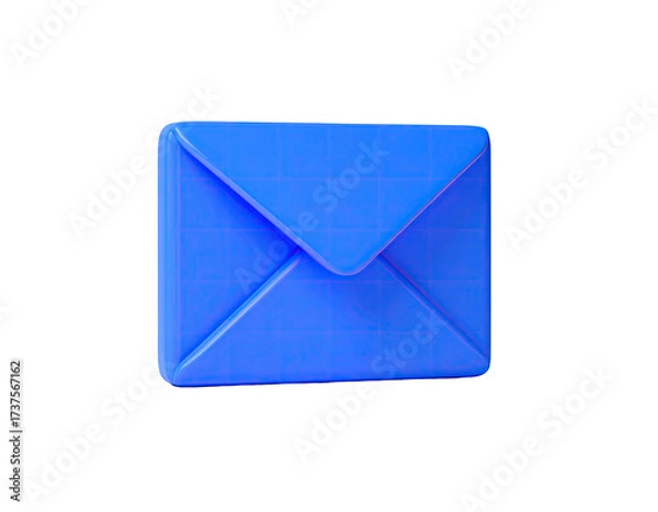 Obraz 3D-rendered, bright blue envelope floating against a stark black background