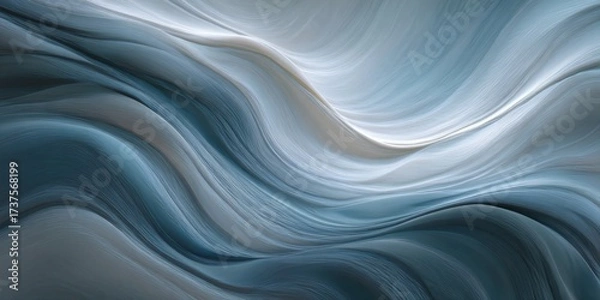 Fototapeta Abstract flow of colors and textures with wavy patterns creating a serene, calm atmosphere in soft hues of blue and gray