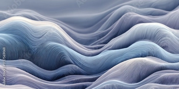 Fototapeta Abstract flow of colors and textures with wavy patterns creating a serene, calm atmosphere in soft hues of blue and gray