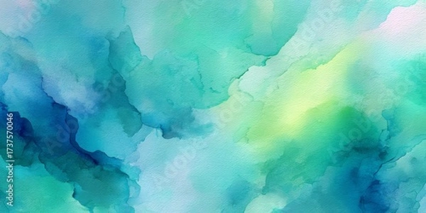 Fototapeta Soft and Dreamy Abstract Watercolor Background with Light Blue and Green Hues for Creative Projects and Designs