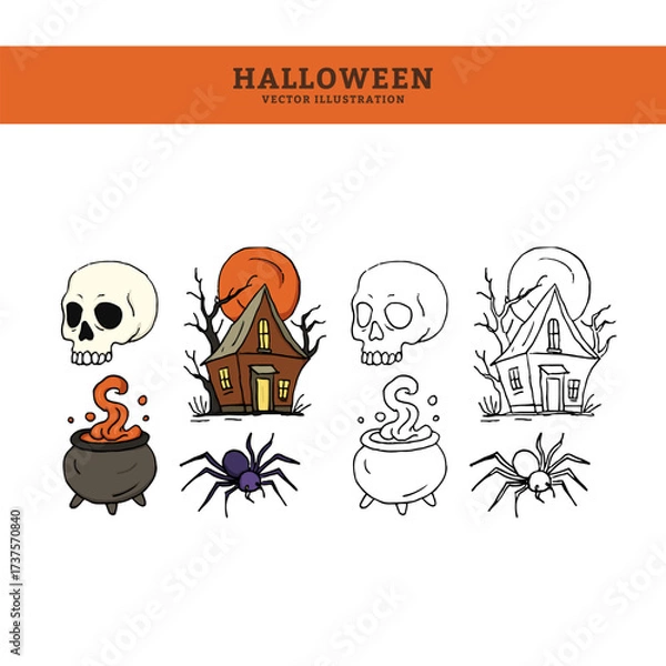 Obraz Hand Drawn Spooky Vector Illustrations 2