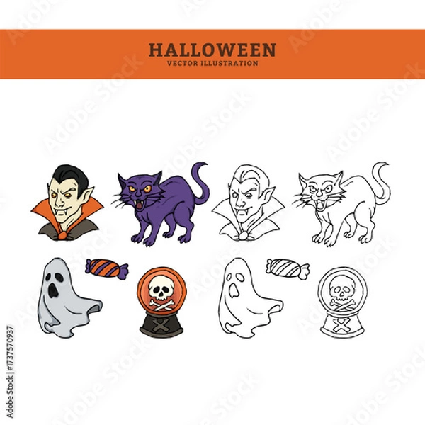 Obraz Hand Drawn Spooky Vector Illustrations 4