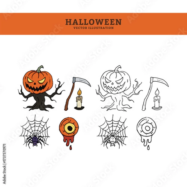 Obraz Hand Drawn Spooky Vector Illustrations 3