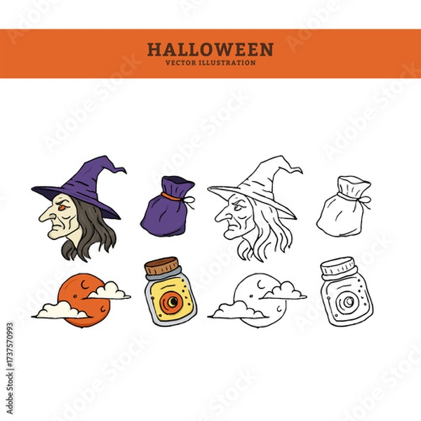 Obraz Hand Drawn Spooky Vector Illustrations 5
