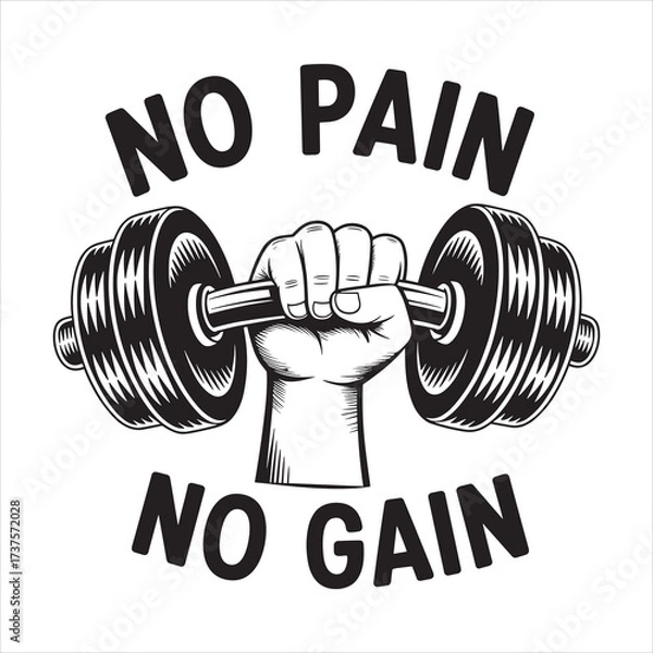 Obraz no pain no gain vector eps file