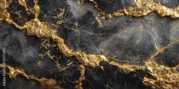 Fototapeta Elegant Black Marble with Gold Veins for Luxurious Background and Textures in Design Projects