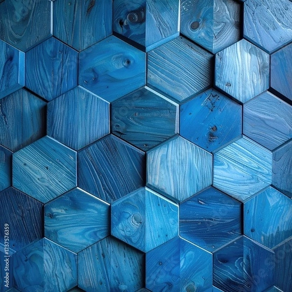 Obraz Blue marbled hexagonal tile pattern