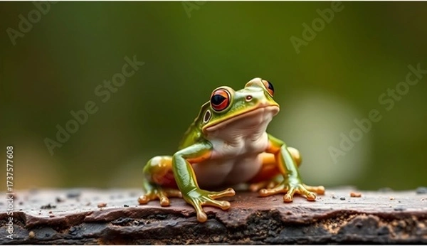 Fototapeta green tree frog on a Surface