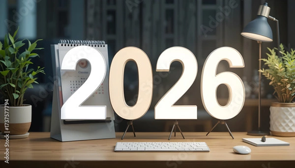 Fototapeta The Year 2026 A Visual Showcase of Festive New Year's Celebrations and Essential Planning Tools  