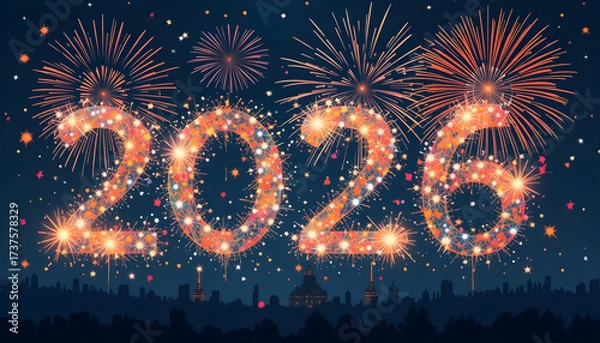 Fototapeta The Year 2026 A Visual Showcase of Festive New Year's Celebrations and Essential Planning Tools  