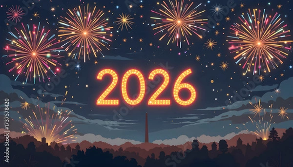 Fototapeta The Year 2026 A Visual Showcase of Festive New Year's Celebrations and Essential Planning Tools  