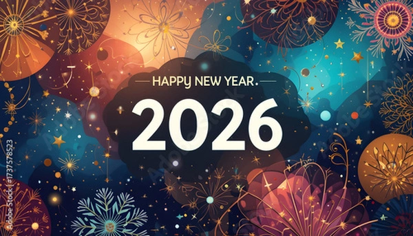 Fototapeta The Year 2026 A Visual Showcase of Festive New Year's Celebrations and Essential Planning Tools  