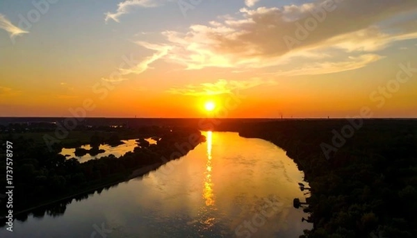 Obraz Sunset over a river (1)