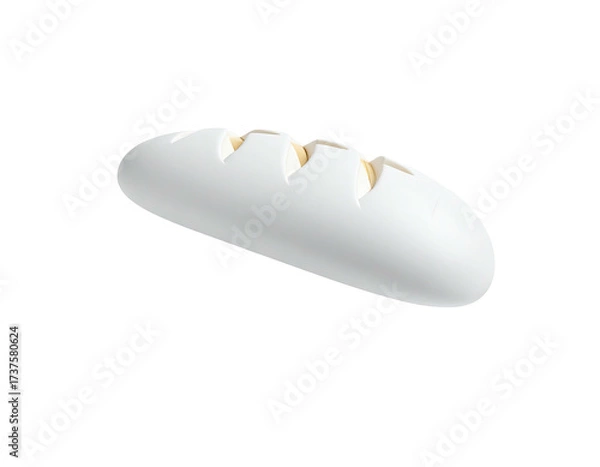 Fototapeta Sleek, elongated, white bread loaf with three decorative scored cuts, on black