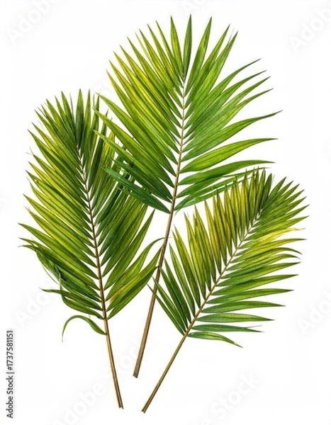 Fototapeta Three palmate leaves on white ground