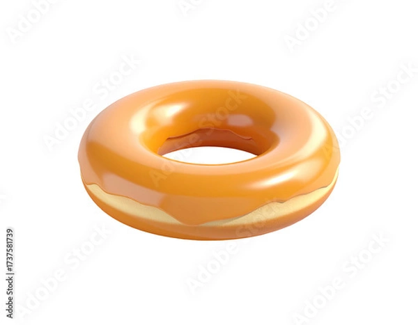 Fototapeta Delicious glazed doughnut with a glossy, golden frosting, isolated on black
