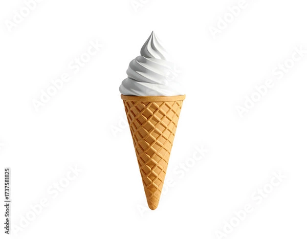 Obraz A single, pristine, soft-serve ice cream cone against a stark black background