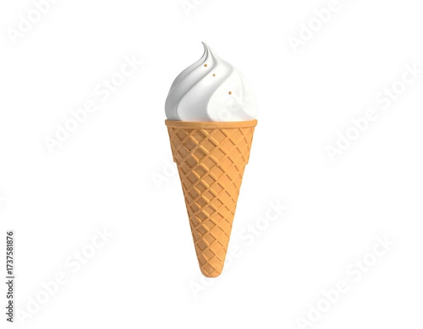 Obraz A delicious ice cream cone, vanilla soft serve, against a solid black background