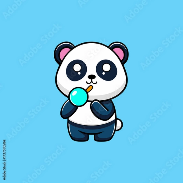 Obraz cartoon-panda-blowing-bubbles--sticker