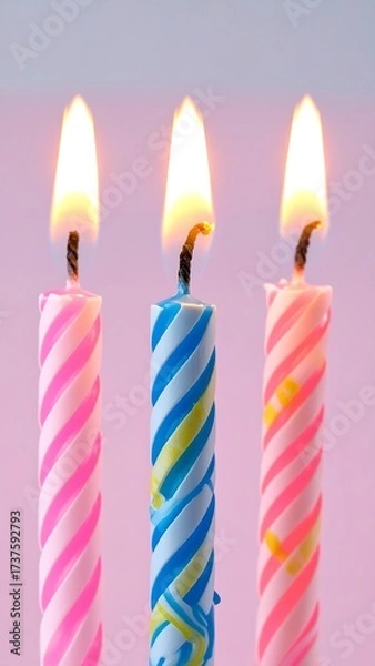 Obraz Three birthday candles with flames