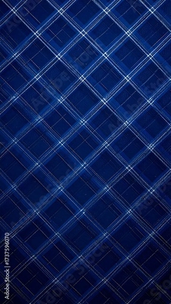 Obraz Dark Blue Diagonal Plaid Fabric Pattern