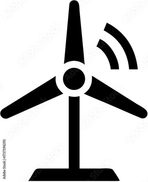 Fototapeta Wind Turbine Energy Source Renewable Electricity Generator Isolated Black Design
