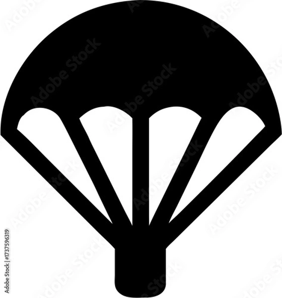 Fototapeta Parachute Icon Simple Design Symbol Equipment Adventure Fall Backup Landing Emergency Safety