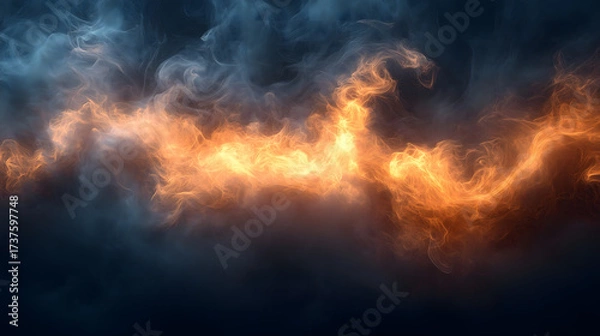 Fototapeta Dynamic swirls of cosmic fire and mist blend in a breathtaking abstract energy storm.
