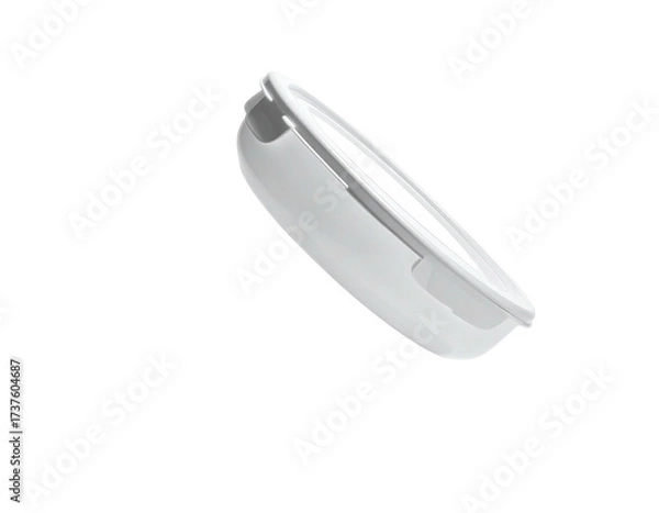 Fototapeta Angled, white, oval-shaped object with a slight opening against black