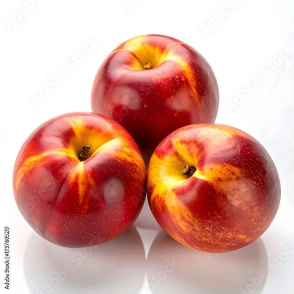 Obraz Three vibrant nectarines on white background