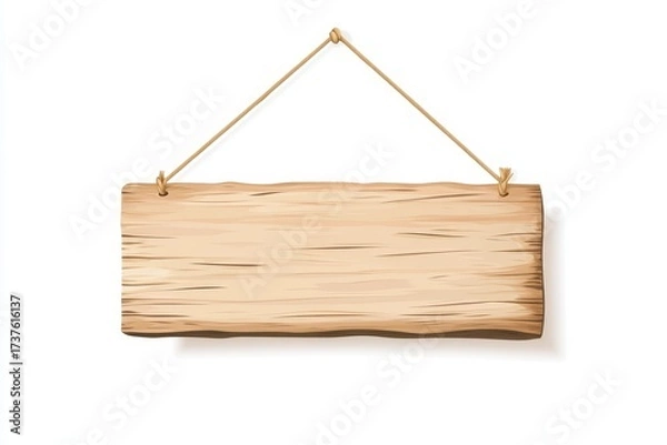 Fototapeta A rectangular brown bamboo sign hangs from a simple string, suitable for displaying messages in various locations