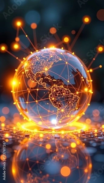 Fototapeta Ethereal Glowing Sphere Light for Future Connectivity