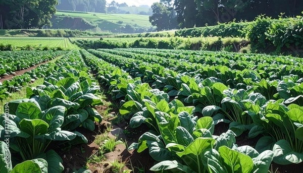 Fototapeta Green leafy vegetable field