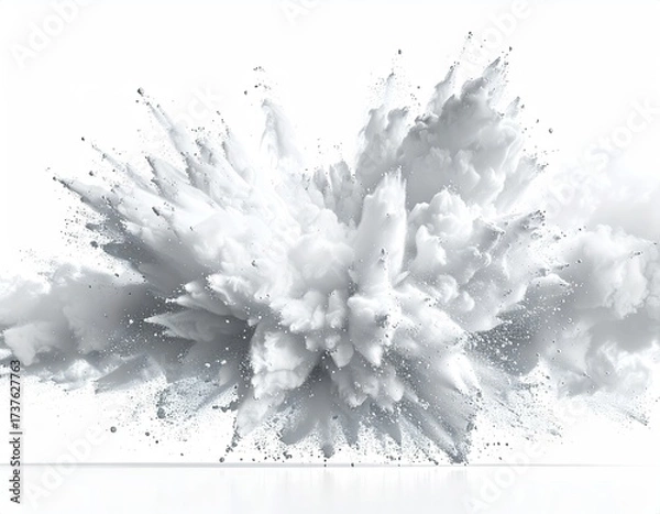 Obraz Powder explosion. Fluffy, white cloud against bright background