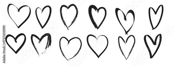 Obraz hand drawn love heart collection doodle hearts isolated on vector illustration