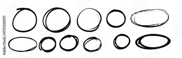 Obraz hand drawn scribble line circles and arrows doodle round vector illustration