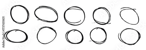 Obraz hand drawn scribble line circles and arrows doodle round vector illustration