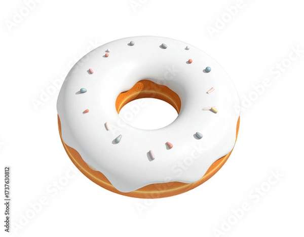 Fototapeta A delicious, glazed donut with sprinkles, isolated on a black background