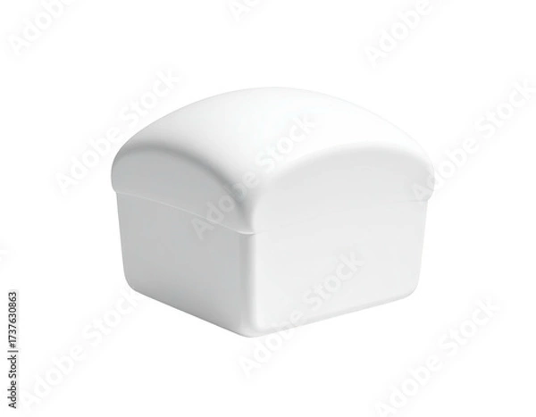 Fototapeta A bright, 3D rendered, white, bread-like loaf shape isolated on black