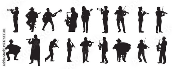 Obraz music players silhouette white background vector illustration