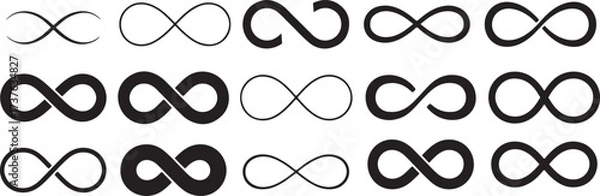 Obraz fifteen variations of black infinity symbols graphic vector illustration