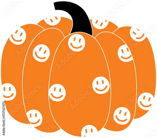 Obraz Smiley Face Pumpkin Clipart – Cute Orange Pumpkin with Happy Faces for Fall, Halloween, and Thanksgiving Designs
