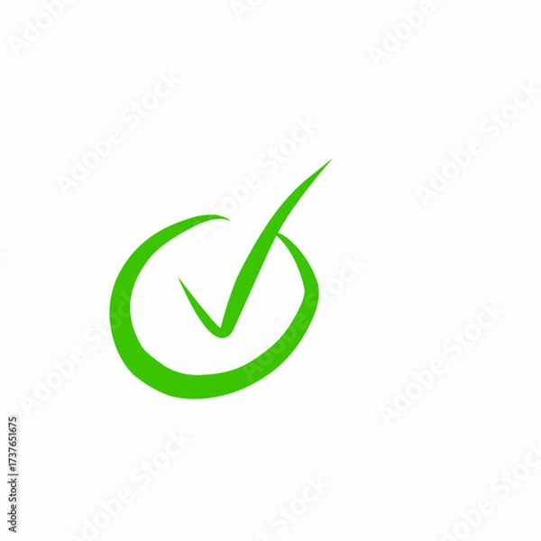 Fototapeta Green check mark icon with circle symbolizes validation and confirmation
