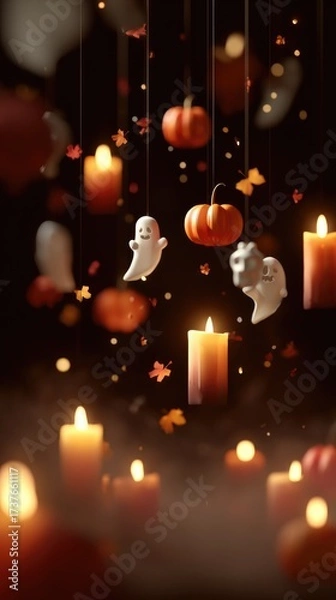 Fototapeta Magical Halloween Elements Suspended with Glowing Atmosphere 
